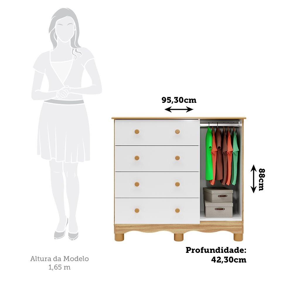 Cômoda Infantil 1 Porta 4 Gavetas 100% MDF Mimo Espresso Móveis - 4