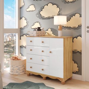 Cômoda Infantil 1 Porta 4 Gavetas 100% MDF Mimo Espresso Móveis