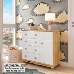 Cômoda Infantil 1 Porta 4 Gavetas 100% MDF Mimo Espresso Móveis - 7
