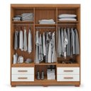 Ver imagem 4 de Guarda-Roupa Casal 6 Portas 4 Gavetas Primacy Branco/Freijó Wood/Off-White