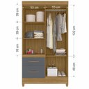 Ver mais imagens de Guarda-Roupa Solteiro 4 Portas 2 Gavetas com Pés Madri Marrom/Freijó/Cinza