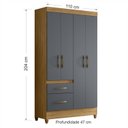 Ver imagem 5 de Guarda-Roupa Solteiro 4 Portas 2 Gavetas com Pés Madri Marrom/Freijó/Cinza