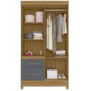 Ver imagem 3 de Guarda-Roupa Solteiro 4 Portas 2 Gavetas com Pés Madri Marrom/Freijó/Cinza