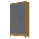 Ver imagem 4 de Guarda-Roupa Solteiro 4 Portas 2 Gavetas com Pés Madri Marrom/Freijó/Cinza