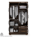 Ver imagem 4 de Guarda Roupa Casal 4 Portas 2 Gavetas Primacy Marrom/Capuccino Wood