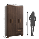 Ver imagem 3 de Guarda Roupa Casal 4 Portas 2 Gavetas Primacy Marrom/Capuccino Wood