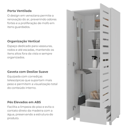 Armario Multiuso Lavanderia 2 Portas e 1 Gaveta Marilia - 7 Armario Multiuso Lavanderia 2 Portas e 1 Gaveta Marilia - 7