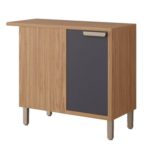 Balcão de Cozinha 100%mdf 92x52cm de Canto 1 Porta Eloise Mgm Móveis Freijó/titanium
