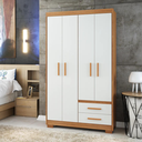 Ver imagem 1 de Guarda Roupa Casal 4 Portas 2 Gavetas Primacy Branco/Freijó Wood/Off-White