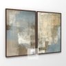 Quadro Abstrato Duo em Arte Moderna Elegante Bege com Cinza - 2