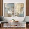 Quadro Abstrato Duo em Arte Moderna Elegante Bege com Cinza - 1