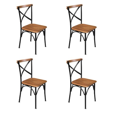 Kit 4 Cadeiras de Jantar Industrial Paris Base Alumínio - Castanho