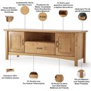 Ver imagem 4 de Kit Rack para Sala 160cm com Aparador Rústico 132cm Madeira Maciça Lira M06 Carvalho Fosco - Lyam de