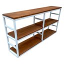 Ver imagem 2 de Nicho para Parede / Estante para Livros - Modelo Industrial Ferro em Branco e Prateleiras Cor Imbuia