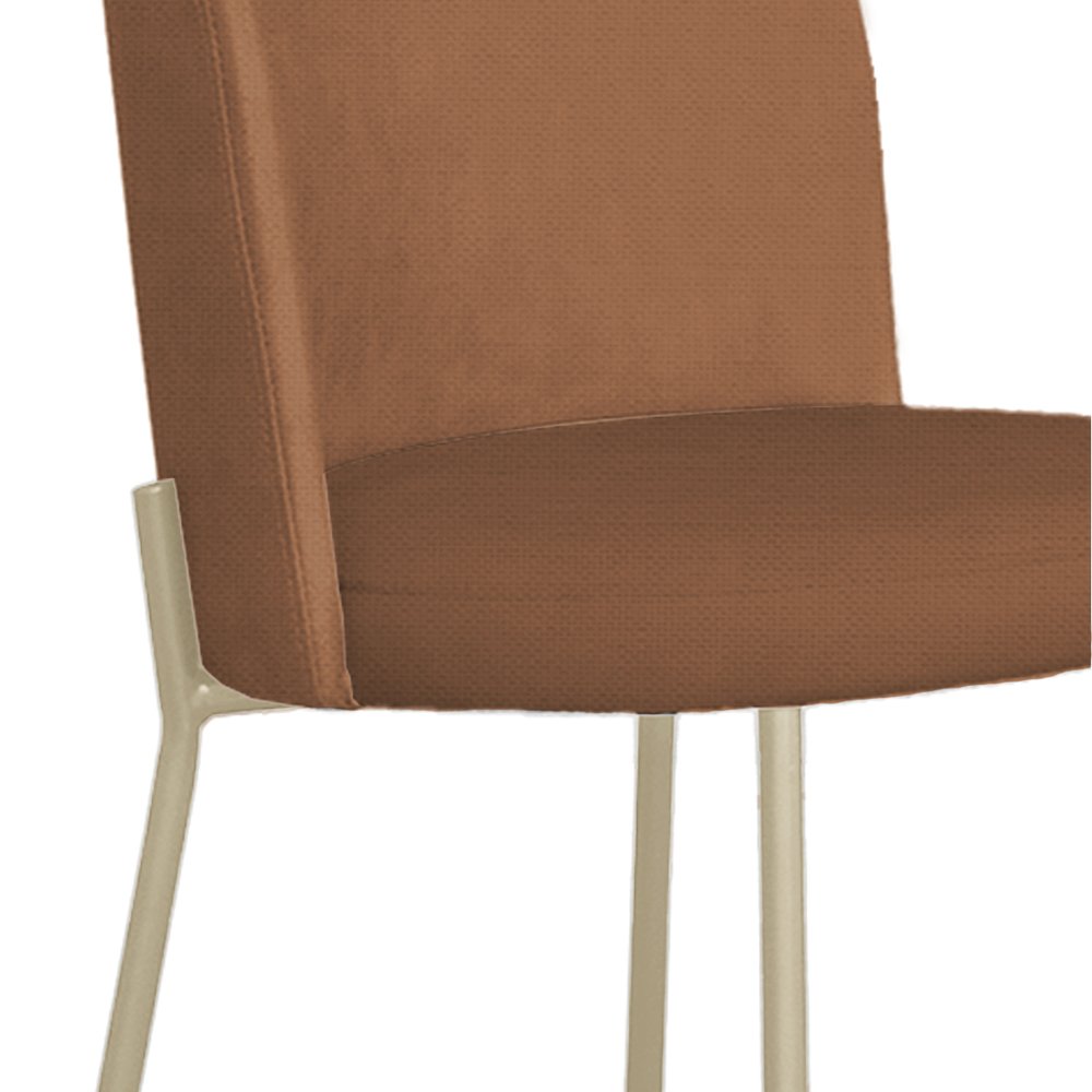 Cadeira Decorativa Elegance Base Champanhe Linho Avelã - Montanaris Decor - 4