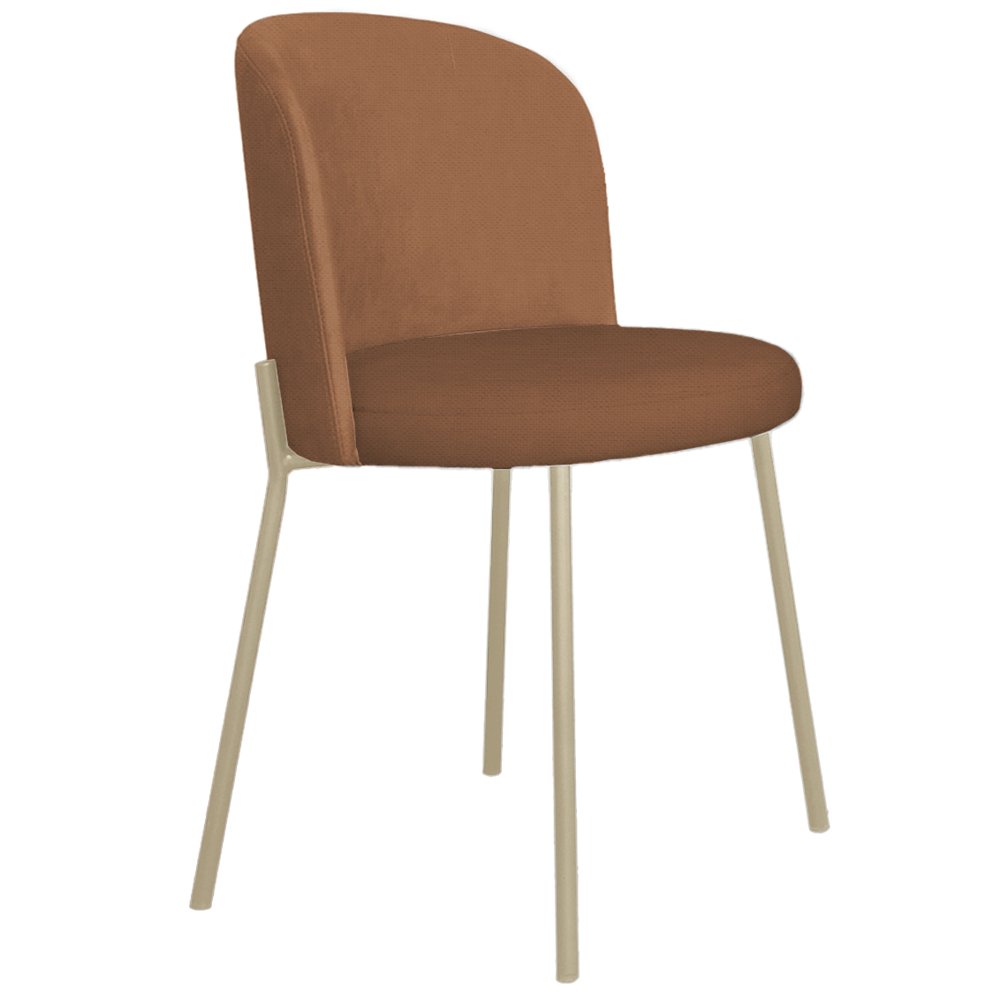 Cadeira Decorativa Elegance Base Champanhe Linho Avelã - Montanaris Decor - 1