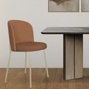 Ver imagem 3 de Cadeira Decorativa Sala de Jantar Elegance Base Champanhe Linho Avelã - Montanaris Decor