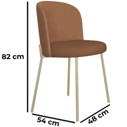 Cadeira Decorativa Sala de Jantar Elegance Base Champanhe Linho Avelã - Montanaris Decor - 2