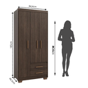 Ver imagem 3 de Guarda-Roupa Casal 3 Portas 2 Gavetas Primacy Marrom/Capuccino Wood