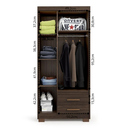 Ver imagem 4 de Guarda-Roupa Casal 3 Portas 2 Gavetas Primacy Marrom/Capuccino Wood