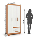 Ver imagem 3 de Guarda-Roupa Casal 3 Portas 2 Gavetas Primacy Branco/Freijó Wood/Off-White