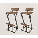 Ver imagem 2 de Conjunto 2 Banqueta Z Bistrô Alta 95cm - Madeira Maciça e Aço Carbono Design Industria - Madeiled