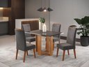 Ver imagem 1 de Mesa de Jantar Retangular Dinamarca com 4 Cadeiras Madeira Maciça Vegas Yescasa Cinza/Mel/Brilho/Grafite
