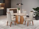 Ver imagem 1 de Mesa de Jantar Retangular Dinamarca com 4 Cadeiras Madeira Maciça Vegas Yescasa Bege/Mel/Blonde/Marfim