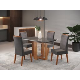 Mesa de Jantar Retangular Claire com 4 Cadeiras Madeira Maciça Vegas - 1