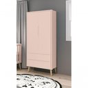 Ver imagem 2 de Guarda-roupa Retrô 2 Portas Théo New Rosa Fosco com Natural - Moveisaqui