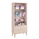 Ver imagem 5 de Guarda-roupa Retrô 2 Portas Théo New Rosa Fosco com Natural - Moveisaqui