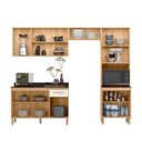 Ver imagem 4 de Cozinha Compacta Modulada 4 Peças 11 Portas 1 Gaveta Vidro Reflecta Fit Branco/Freijó/Off White Cristal