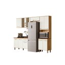Ver imagem 2 de Cozinha Compacta Modulada 4 Peças 11 Portas 1 Gaveta Vidro Reflecta Fit Branco/Freijó/Off White Cristal
