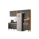 Ver imagem 2 de Cozinha Compacta Modulada 4 Peças 11 Portas 1 Gaveta Vidro Reflecta Fit Cinza/Freijo/Chumbo