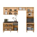 Ver imagem 5 de Cozinha Compacta Modulada 4 Peças 11 Portas 1 Gaveta Vidro Reflecta Fit Cinza/Freijo/Chumbo