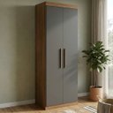 Ver imagem 1 de Guarda Roupa Modular 2 Portas 2 Gavetas Gênova Plus Marrom/Ipê Wood/Grafite