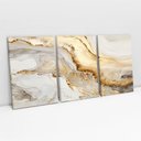 Ver imagem 1 de Kit Quadro Decorativo 3 Telas Canvas Mármore Luxo Branco e Dourado Tacolado Borda Infinita 80 X 120c