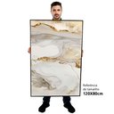 Ver imagem 2 de Kit Quadro Decorativo 3 Telas Canvas Mármore Luxo Branco e Dourado Tacolado Borda Infinita 80 X 120c