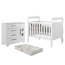Ver imagem 1 de Berço Americano Soninho com Cômoda Fly MDF Colchão Branco Tigus Móveis