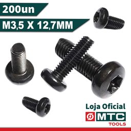 PARAFUSO TORX T15 C.PANELA M3,5 X 12,7 ZINCO PRETO - 200Pçs - 5
