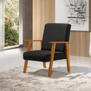 Ver imagem 2 de Kit 2 Poltronas Decorativas para Sala de Estar Juliana Veludo Preto Base Madeira Maciça