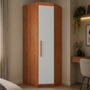 Ver imagem 1 de Guarda Roupa Casal Modular Canto 1 Porta Gênova Plus Branco/Freijó Wood/Off-White
