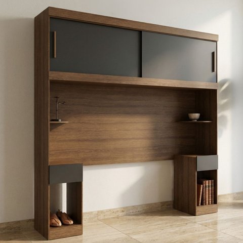 Guarda Roupa Casal Modular Ponte 2 Portas 2 Gavetas Gênova Plus Marrom/Ipê Wood/Grafite