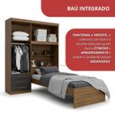 Ver imagem 4 de Guarda-Roupa Solteiro com Cama Solteiro 4 Portas 3 Gavetas Advantage Marrom/Ipê Wood/Grafite