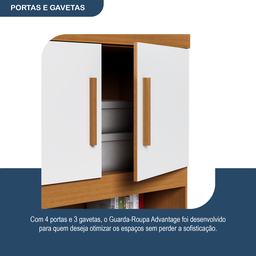 Guarda-roupa Solteiro com Cama Solteiro 4 Portas 3 Gavetas Advantage - 9
