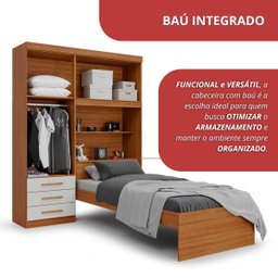 Guarda-Roupa Solteiro com Cama Solteiro 4 Portas 3 Gavetas Advantage Marrom/Freijó Wood/Off-White - 4 Guarda-Roupa Solteiro com Cama Solteiro 4 Portas 3 Gavetas Advantage Marrom/Freijó Wood/Off-White - 4