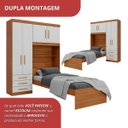 Ver imagem 6 de Guarda-Roupa Solteiro com Cama Solteiro 4 Portas 3 Gavetas Advantage Marrom/Freijó Wood/Off-White