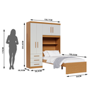 Ver imagem 4 de Guarda-roupa Solteiro com Cama Solteiro 4 Portas 3 Gavetas Advantage