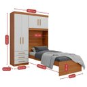 Ver imagem 3 de Guarda-Roupa Solteiro com Cama Solteiro 4 Portas 3 Gavetas Advantage Marrom/Freijó Wood/Off-White
