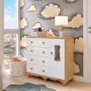 Ver imagem 1 de Cômoda Bebê 1 Porta com Janela e 4 Gavetas 100% MDF Lana Espresso Móveis Amêndoa/Branco Brilho